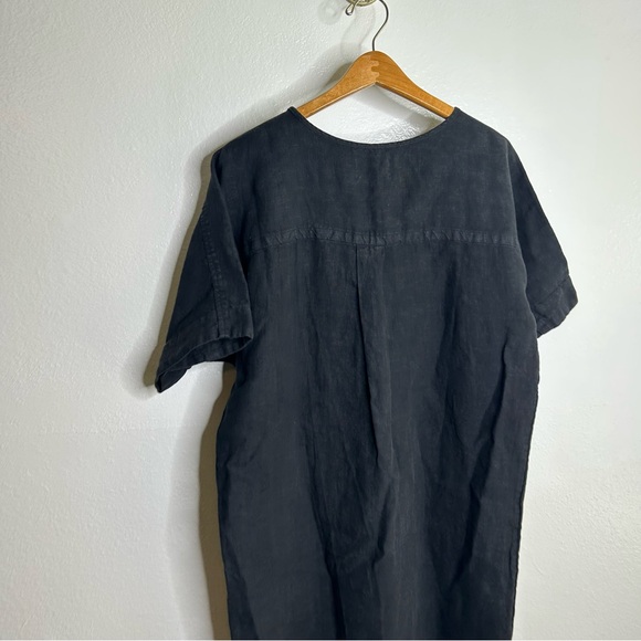 NWT MATE The Label 100% Organic Linen Black Tunic Short Sleeve Midi Dress - Picture 6 of 16